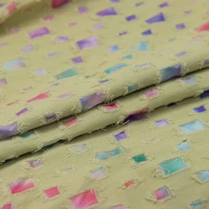 Streetwear Printed Abrasion resistant Knitted Denim Acrylic Fabric for Football Soccer Pants Skirts Outerwear Apparel Bags