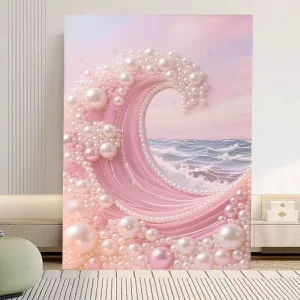 Stretch Framed 5D DIY Pearl Painting Kit Beach Castle Painting Handmade DIY White Pearl Handmade Craft Set
