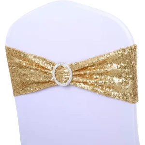 Stretch Sequin Chair Sashes Chair Bands for Hotel Wedding Reception Party Event Chair Cover Decoration