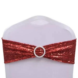 Stretch Spandex Sequin Embroidered Decorative Romantic Chair Sash for Wedding Party