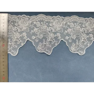 Stretchy Knitted Polyester Sheer Embroidery Fabric Narrow Stripe Design N90018 Ready Stock Girls Boys Fashion Garment Decoration