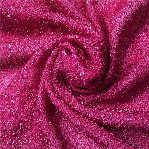 Stretchy Polyester Shiny Fabric Mesh Sequin Lace Fabric Elastic Mesh Shiny Cloth for Glitter Dress