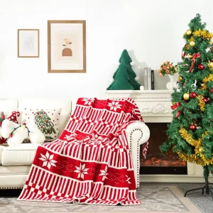 Strip Christmas Knitted Throw Blanket Flower Throw Blanket for Couch Bed Sheets Christmas Snowflake Throw Blanket