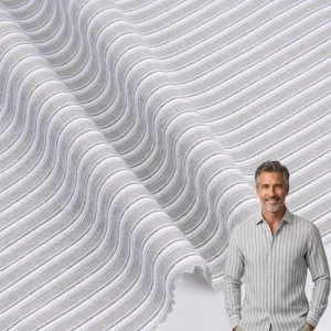 Stripe 46% Cotton 54% Poly 100GSM 150CM Classic Pattern Soft Cotton Stripe Fabric For Business Clothing