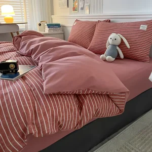 Stripe Bedding Set Brushed Microfiber Duvet Cover Set Grid Geometric Home Textile King Comforter Bags Skin Friendly Bed Cover