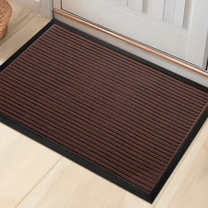 Stripe Brown Modern Low-Profile Non-Slip Outdoor Patio Floor Carpet Easy Clean Custom Front Door Mat Washable for Home & Hotel