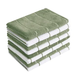 Stripe Designed Microfiber Kitchen Towels Super Absorbent Soft and Solid Color Dish Towels