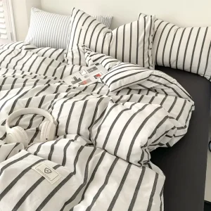 Stripe Duvet Cover Set European Style Summer Quilt Cover Single Size Microfiber Comforter Cover Home Bedding Set