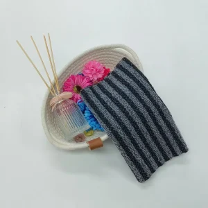 Stripe Exfoliating Bamboo Charcoal Washcloth for Men Japanese Bath Scrubber Exfoliating Body Wash Cloth for Back Cleaning Towels