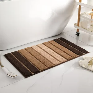 Stripe Soft Microfiber Nonslip Toilet Rug Bathroom Carpet Non slip Bathing Mat