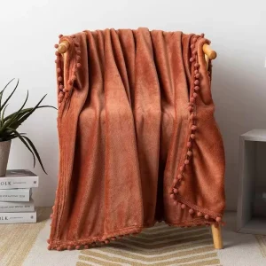 Stripe Solid Soft Warm Fluffy Other Custom Luxury Fleece Flannel Polyester Tassel Bed Blankets Throws for Winter Sofa