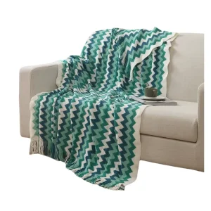 Striped Bed End Blanket Summer Air Conditioning Nap Multifunctional Wave Knitted Throw Blanket