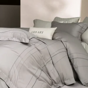 Striped Bedding Set Comfortable Soft Quilt Cover Simple Skin-Friendly 3pcs King Egyptian Cotton Duvet Cover Set