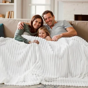 Striped Blankets for Women Men Flannel Blanket for Couch Sofa Bed All Seasons Blanket Fleece