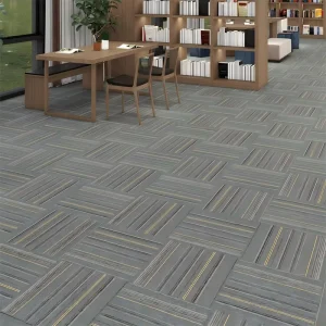 Striped Carpet Blocks PVC Backed Acoustic Heavy Duty Modular Flooring for IT Office Server Room Low MOQ
