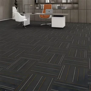 Striped Carpet Squares Polypropylene PVC Backed Soundproof Fire Resistant Modular Flooring for School University Library Custom