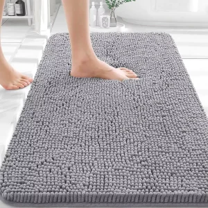 Striped Chenille Door Mat Absorbent Non Slip Entrance Rug for Bathroom Home and Floor Decoration
