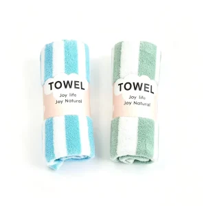 Striped Coral Fleece Hair Drying Towel Water Absorbent and Breathable Household Use Hand Towel
