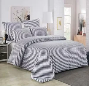 Striped Duvet Cover Set 100% Ultra Soft Washed Microfiber Stripes Pattern Breathable Durable Soft Comfy