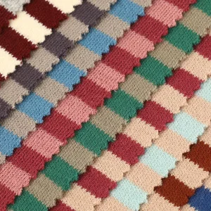 Striped Dyed Acrylic Knitted Fabric Fine Double Sided Brocade Elastic Striped Fabric Spring and Summer T shirt