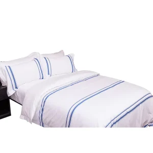Striped Jacquard Design Cotton White Quilt Cover Bed Linen Sets Hotel Bedding