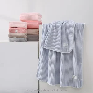 Striped Microfiber Towel Set Skin Friendly Soft and Quick Drying for Adults for Home and Bathroom Use