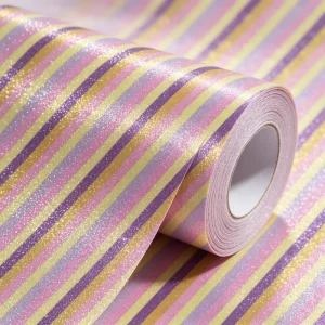 Striped Mixed Color Glitter PU Leather Roll Durable Synthetic Fabric for Shoe Bag Furniture Decoration