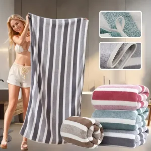 Striped Pattern Towel Set Soft Hand Towel Bath Towel Quick Drying Absorbent Towels Set for Bathroom