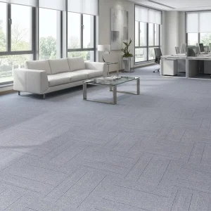Striped Polyester Office Carpet Tiles with PVC Backing Thick Fire Retardant Modern Cushioned Commercial Carpet