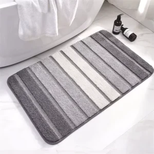 Striped Polyester Tufted Modern Bath Mat Non Slip Highly Absorbent Home Hotel Use