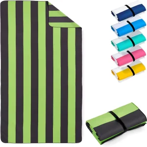 Striped Quick Dry Oeko Tex Certified Beach Towels with Compressed Design for Bathroom Use and Customizable Logo