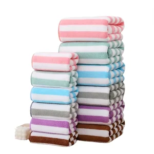 Striped Quick-Dry Swimming Towel Oversized Pool Towel Large Striped Beach Towel for Swimming and Sunbathing