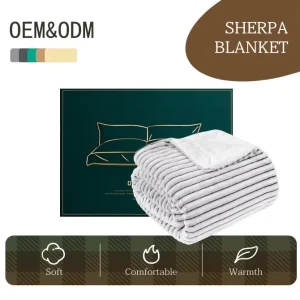 Striped Raschel 100% Polyester Blanket Black White Soft Warm Thick Plush Throw Four Seasons Use