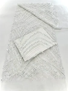 Striped Size Bubble Bead Embroidery Fabric Heavy Industry High-end Dinner Wedding Dress Fashion Lace Fabric