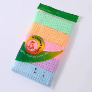 Striped Thickened Microfiber Dish Cloth Household Cleaning Table Towel Oil Absorbent