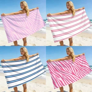 Striped Tropical Novelty Summer Beach Towel Ultra Fine Fiber Quick Drying Absorbent Soft Portable Custom Made Fashion Shawl