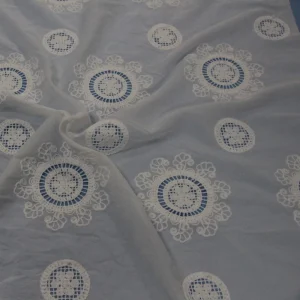 Striped Yarn Dyed Lace Fabric With 3D Embroidery Three Dimensional Soft Skin Friendly Breathable Textile