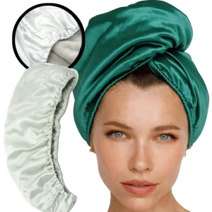 Strong Water Absorption Double Layer Stain Silk Hair Wrap Towel Hair Drying Towel Hair Turban Towel