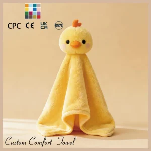 Stuffed Animal Toy Blanket Soft Solid Color Yellow Chick Plushie Comfort Towel