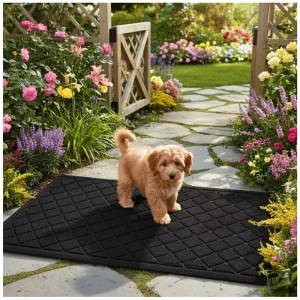 Sturdy Door Mat Absorbent Muddy Dirt Resist Outdoor Indoor Non Slip Natural Rubber Backing Low Profile Doormat for Entryway