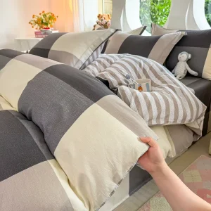 Style 100% Cotton Bedding Set 4Pcs 3Pcs Duvet Cover Bed Sheet Fitted Sheet Single Size for Student Dormitory Home