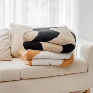 Stylish Geometric Pattern Knitted Sofa Blanket Cozy Fleece Travel Throw Blankets