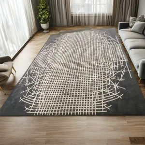 Stylish HandTufted Carpets Custom Design Modern Carpet Black and White Geometric Designs Rugs for Elegant Spaces