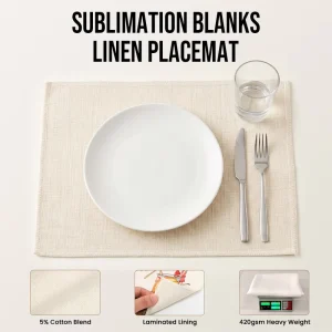 Sublimation Eco Friendly Heat Resistant Stain Resistant Anti Skid Washable Square Blank Linen Placemats for Dining Table Wedding