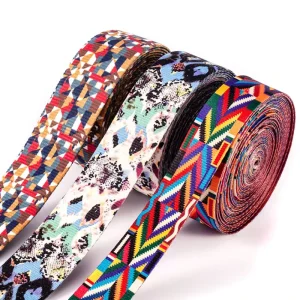 Sublimation Heat Transfer 50mm Cotton Tape Roll to Roll Colorful Polyester Flat Weave 2mm Thick Band Strap Security Webbing Belt