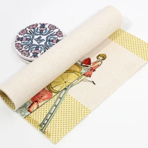 Sublimation Placemat Heat Resistant Non-Slip Cotton Linen Costers Placemats for Dining Table Double-Sided Printing