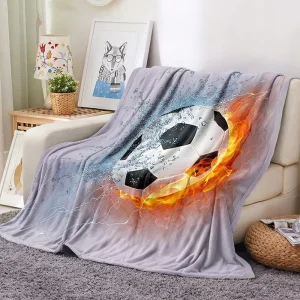 Sublimation Travel Outdoor Sherpa Football Throws Custom Printed Cozy Woven Double Bed Fleece Winter Blanket With Logo