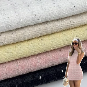 Sufficient Inventory Pink Woven Tweed Fabric Suitable for Throw Pillows Dresses and Other Fashionable Items Ships Immediately