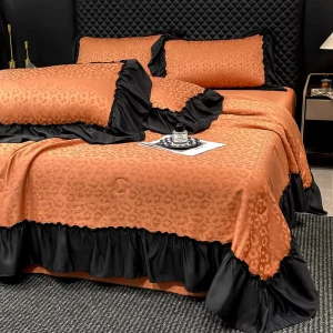 Summer 4PCS King Size Lace Jacquard Luxury Quilt Comforter Bedding Set