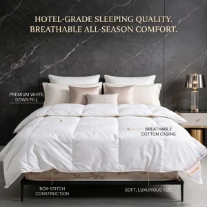 Summer 90% White Duck Down Comforter Ultralight Breathable Bedding Duvet Insert Soft Cotton Shell White Quilt Factory